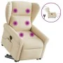 Sillón de masaje eléctrico reclinable elevable tela crema de , Sillones - Ref: Foro24-3303412, Precio: 364,04 €, Descuento: %