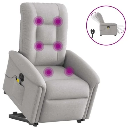Sillón de masaje eléctrico reclinable elevable tela gris nube by , Armchairs - Ref: Foro24-3303293, Price: 345,29 €, Discount: %