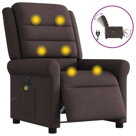 Sillón reclinable de masaje eléctrico tela marrón oscuro de , Sillones - Ref: Foro24-3303309, Precio: 263,72 €, Descuento: %