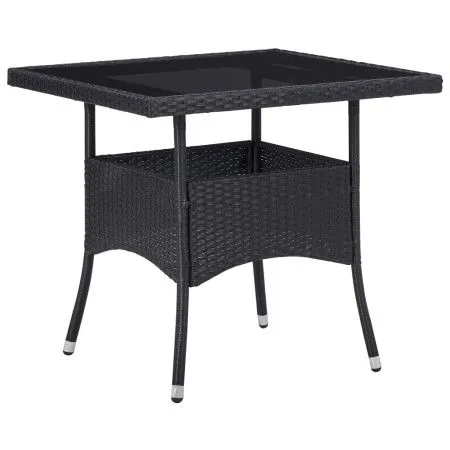 Mesa de comedor para jardín ratán sintético y vidrio negro de vidaXL, Mesas de jardín - Ref: Foro24-46177, Precio: 134,85 €, ...