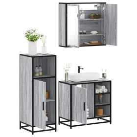 Set de muebles de baño 3 pzas madera contrachapada gris sonoma de , Muebles de baño - Ref: Foro24-3300968, Precio: 229,51 €, ...