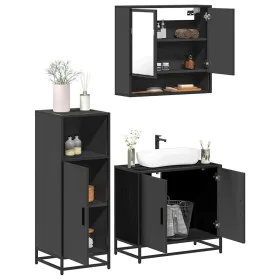 Juego de muebles de baño 3 pzas madera contrachapada negro de , Muebles de baño - Ref: Foro24-3300975, Precio: 212,91 €, Desc...