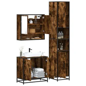 Set de muebles baño 3 pzas madera contrachapada roble ahumado de , Muebles de baño - Ref: Foro24-3301097, Precio: 264,64 €, D...