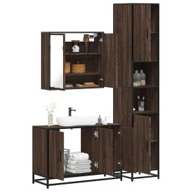 Set de muebles baño 3 pzas madera contrachapada roble marrón de , Muebles de baño - Ref: Foro24-3301074, Precio: 270,59 €, De...
