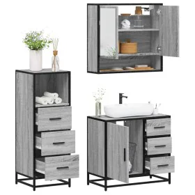 Set de muebles de baño 3 pzas madera contrachapada gris sonoma de , Muebles de baño - Ref: Foro24-3301048, Precio: 260,40 €, ...