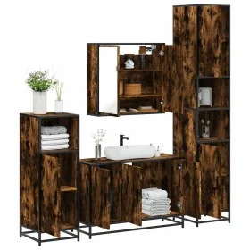 Set de muebles baño 4 pzas madera contrachapada roble ahumado de , Muebles de baño - Ref: Foro24-3301192, Precio: 416,07 €, D...