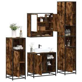 Set de muebles baño 4 pzas madera contrachapada roble ahumado von , Badezimmermöbel - Ref: Foro24-3301237, Preis: 358,52 €, R...