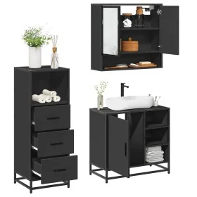 Juego de muebles de baño 3 pzas madera contrachapada negro von , Badezimmermöbel - Ref: Foro24-3301055, Preis: 240,29 €, Raba...