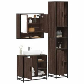 Set de muebles baño 3 pzas madera contrachapada roble marrón de , Muebles de baño - Ref: Foro24-3301119, Precio: 271,67 €, De...
