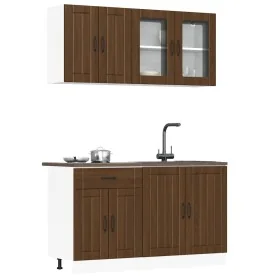 Mueble cocina Kalmar roble marrón 4 pzas madera contrachapada de , Armarios de cocina - Ref: Foro24-3314868, Precio: 295,32 €...