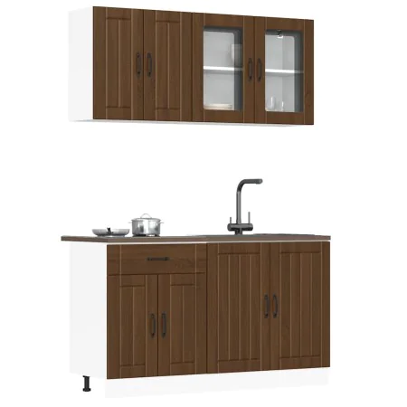 Mueble cocina Kalmar roble marrón 4 pzas madera contrachapada de , Armarios de cocina - Ref: Foro24-3314868, Precio: 295,32 €...