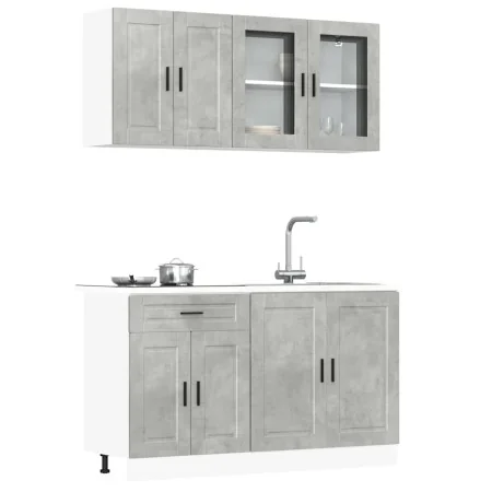 Mueble cocina Kalmar gris hormigón 4 pzas madera contrachapada de , Armarios de cocina - Ref: Foro24-3314875, Precio: 272,41 ...