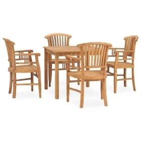 Juego de comedor de jardín 5 piezas madera maciza de teca de , Conjuntos de jardín - Ref: Foro24-3060009, Precio: 693,35 €, D...