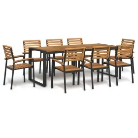 Juego de comedor de jardín 9 pzas madera maciza acacia y metal de , Conjuntos de jardín - Ref: Foro24-3155413, Precio: 890,72...