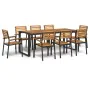 Juego de comedor de jardín 9 pzas madera maciza acacia y metal de , Conjuntos de jardín - Ref: Foro24-3155413, Precio: 890,72...