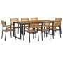 Juego de comedor de jardín 9 pzas madera maciza acacia y metal de , Conjuntos de jardín - Ref: Foro24-3155413, Precio: 890,72...