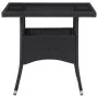 Mesa de comedor para jardín ratán sintético y vidrio negro de vidaXL, Mesas de jardín - Ref: Foro24-46177, Precio: 134,85 €, ...