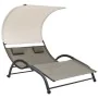 Tumbona doble con toldo textilene taupe de , Tumbonas - Ref: Foro24-310545, Precio: 250,57 €, Descuento: %