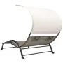 Tumbona doble con toldo textilene taupe de , Tumbonas - Ref: Foro24-310545, Precio: 250,57 €, Descuento: %