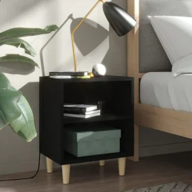 Mesitas de noche 2 uds patas madera maciza negras 40x30x50 cm de , Mesitas de noche - Ref: Foro24-805782, Precio: 54,14 €, De...