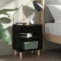 Mesitas de noche 2 uds patas madera maciza negras 40x30x50 cm de , Mesitas de noche - Ref: Foro24-805782, Precio: 54,14 €, De...