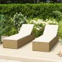 Tumbona de ratán sintético marrón y blanco crema de , Tumbonas - Ref: Foro24-310147, Precio: 258,09 €, Descuento: %