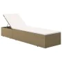 Tumbona de ratán sintético marrón y blanco crema de , Tumbonas - Ref: Foro24-310147, Precio: 258,09 €, Descuento: %