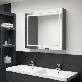 Armario de baño con espejo y LED gris 80x12x68 cm by , bathroom vanities - Ref: Foro24-326513, Price: 186,88 €, Discount: %