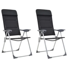 Sillas de camping de aluminio 2 unidades negras 58x69x111 cm de , Mobiliario de camping - Ref: Foro24-44313, Precio: 144,74 €...