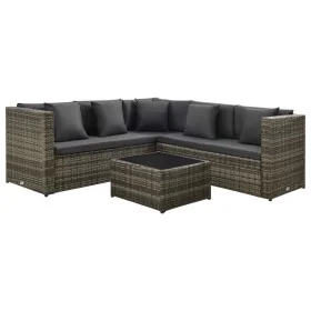 Set de muebles de jardín 4 pzas y cojines ratán sintético gris de , Conjuntos de jardín - Ref: Foro24-313131, Precio: 594,15 ...