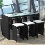 Mesa y sillas bar de jardín 7 pzas y cojines poli ratán negro de , Conjuntos de jardín - Ref: Foro24-41837, Precio: 573,99 €,...