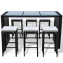 Mesa y sillas bar de jardín 7 pzas y cojines poli ratán negro de , Conjuntos de jardín - Ref: Foro24-41837, Precio: 573,99 €,...
