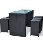 Mesa y sillas bar de jardín 7 pzas y cojines poli ratán negro de , Conjuntos de jardín - Ref: Foro24-41837, Precio: 573,99 €,...