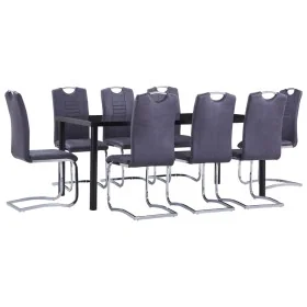 Juego de comedor 9 piezas piel de ante artificial gris de , muebles para cocinas y comedores - Ref: Foro24-3053127, Precio: 7...