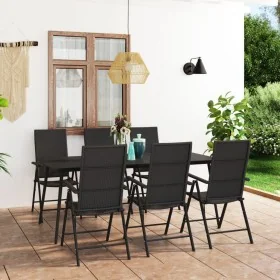 Juego de comedor para jardín 7 piezas negro de , Conjuntos de jardín - Ref: Foro24-3060068, Precio: 559,77 €, Descuento: %