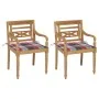 Sillas Batavia 2 uds teca maciza con cojines a cuadros rojos de , Sillas de jardín - Ref: Foro24-3062140, Precio: 247,54 €, D...