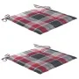 Sillas Batavia 2 uds teca maciza con cojines a cuadros rojos de , Sillas de jardín - Ref: Foro24-3062140, Precio: 247,54 €, D...