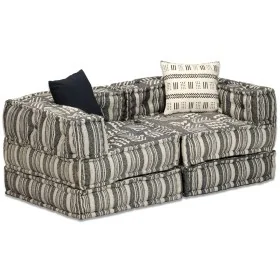 Puf modular de 2 plazas de tela de rayas grises de , Cojines para sillas y sofás - Ref: Foro24-244978, Precio: 495,20 €, Desc...