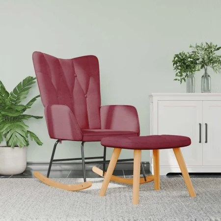Silla mecedora con reposapiés tela rojo tinto de , Mecedoras - Ref: Foro24-327630, Precio: 131,74 €, Descuento: %