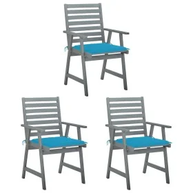 Sillas comedor de jardín 3 uds madera maciza acacia y cojines de , Sillas de jardín - Ref: Foro24-3064432, Precio: 277,47 €, ...