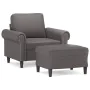 Sillón con taburete cuero sintético gris 60 cm by , Sofas - Ref: Foro24-3201202, Price: 202,18 €, Discount: %