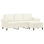 Sofá de 3 plazas con taburete de terciopelo crema 180 cm de , Sofás - Ref: Foro24-3201223, Precio: 359,12 €, Descuento: %