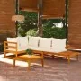 Set muebles de jardín 4 pzas cojines crema madera de acacia de , Conjuntos de jardín - Ref: Foro24-3087276, Precio: 583,51 €,...