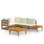 Set muebles de jardín 4 pzas cojines crema madera de acacia de , Conjuntos de jardín - Ref: Foro24-3087276, Precio: 583,51 €,...