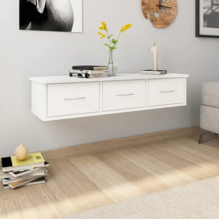 Estante cajones para pared contrachapada blanco 88x26x18,5 cm de , Estantes y estanterías - Ref: Foro24-800594, Precio: 55,83...
