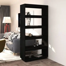 Estantería/divisor de espacios pino negra 80x35x167 cm de , Librerías y estanterías - Ref: Foro24-810898, Precio: 102,40 €, D...