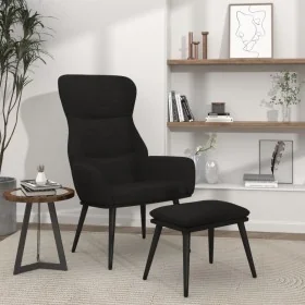 Sillón de relax con reposapiés de tela color negro de , Sillones - Ref: Foro24-3097435, Precio: 119,69 €, Descuento: %