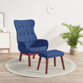Sillón de relax con taburete tela azul de , Sillones - Ref: Foro24-3097727, Precio: 146,92 €, Descuento: %