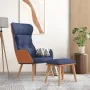 Sillón de relax con taburete tela y cuero sintético azul de , Sillones - Ref: Foro24-3097765, Precio: 138,24 €, Descuento: %