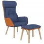 Sillón de relax con taburete tela y cuero sintético azul de , Sillones - Ref: Foro24-3097765, Precio: 138,24 €, Descuento: %